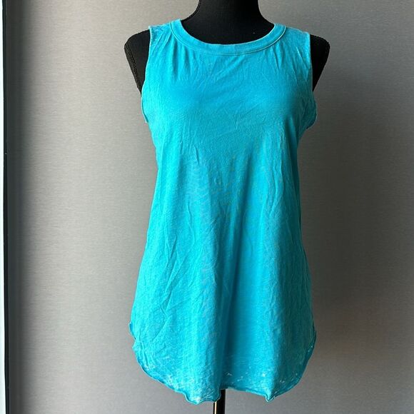 NWOT Chaser Sleeveless Tank Top Cut-Out Back Festival Style in Turquoise Small - Picture 2 of 16